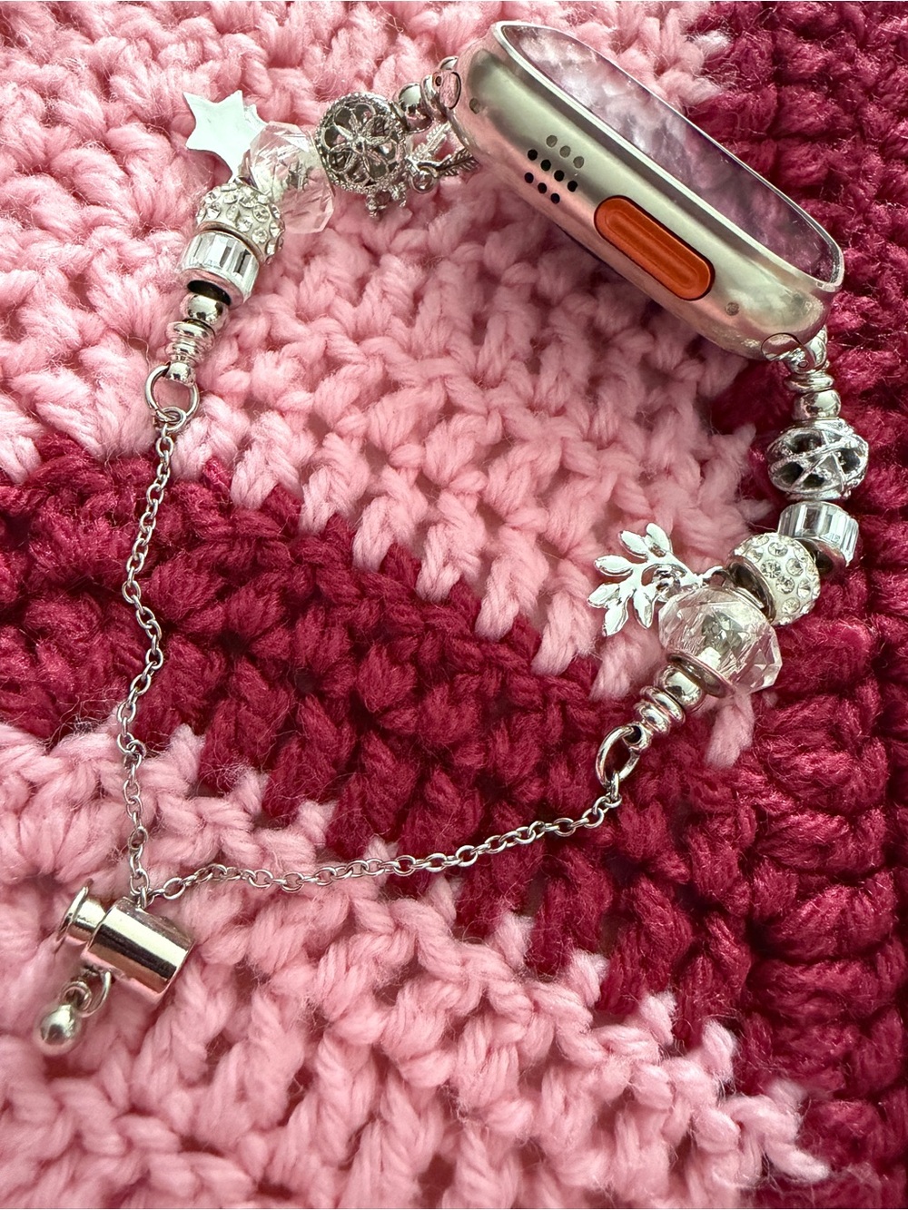Silver & Clear Crystal Charm Bracelet Band for Apple Watch